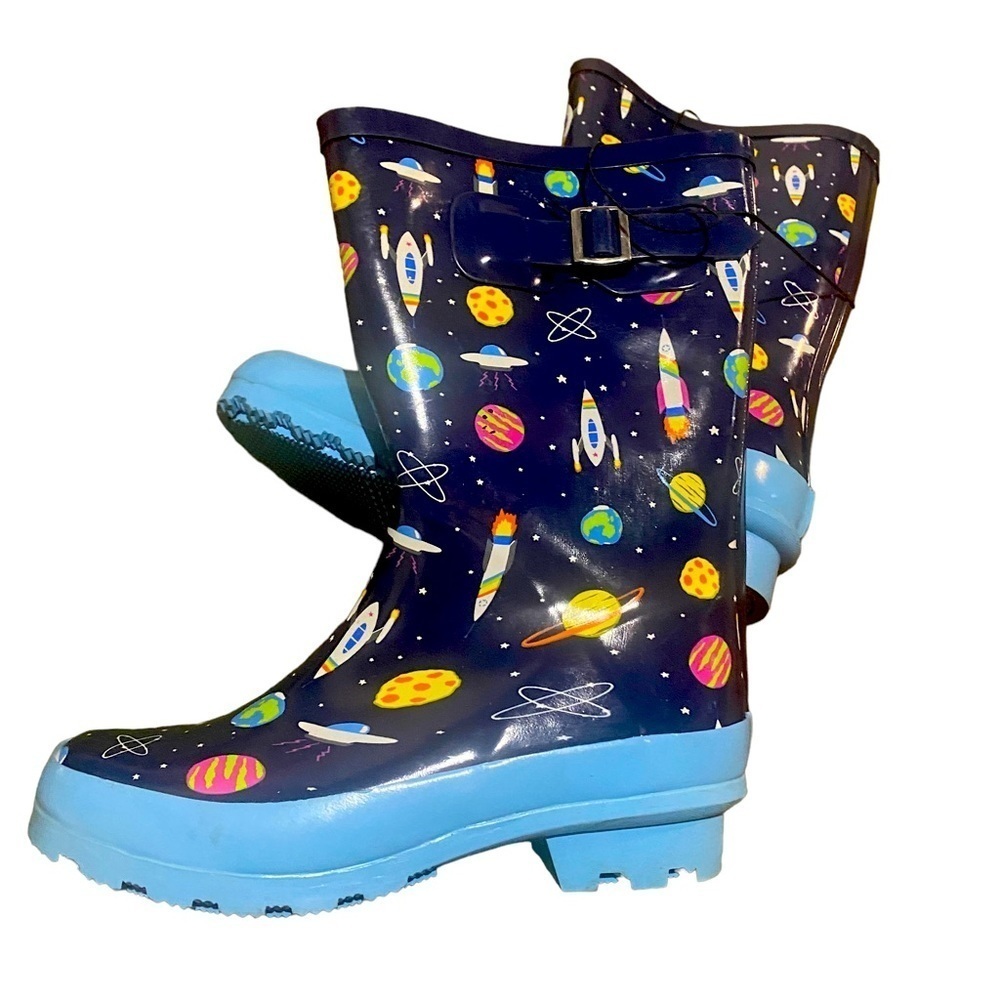 LIGHT-BLUE Space Theme Rain Boots